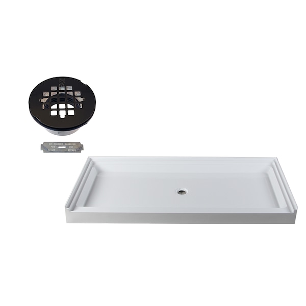 Westbrass Shower Pan 72 x 36 3-Wall W/ Center Plastic Drain W/ Modern Cross Grid in Oil Rubbed Bronze HPG7236WHP-12 - main